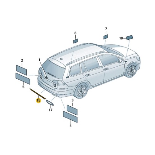 Sierlijst in de achterbumper Golf 7,5Variant R